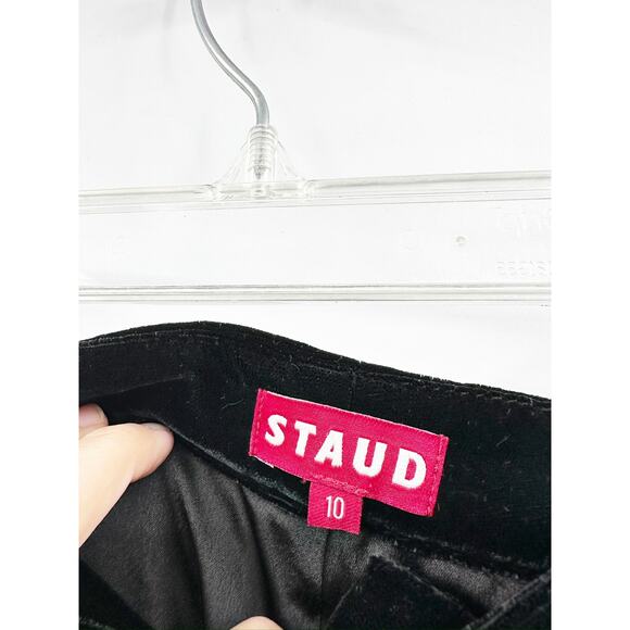 Staud Tosca Straight Leg Black Velvet Pants Size 10 - Picture 3 of 5